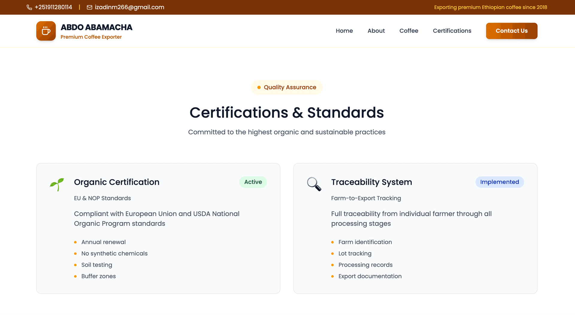 Abdo Abamacha certifications page