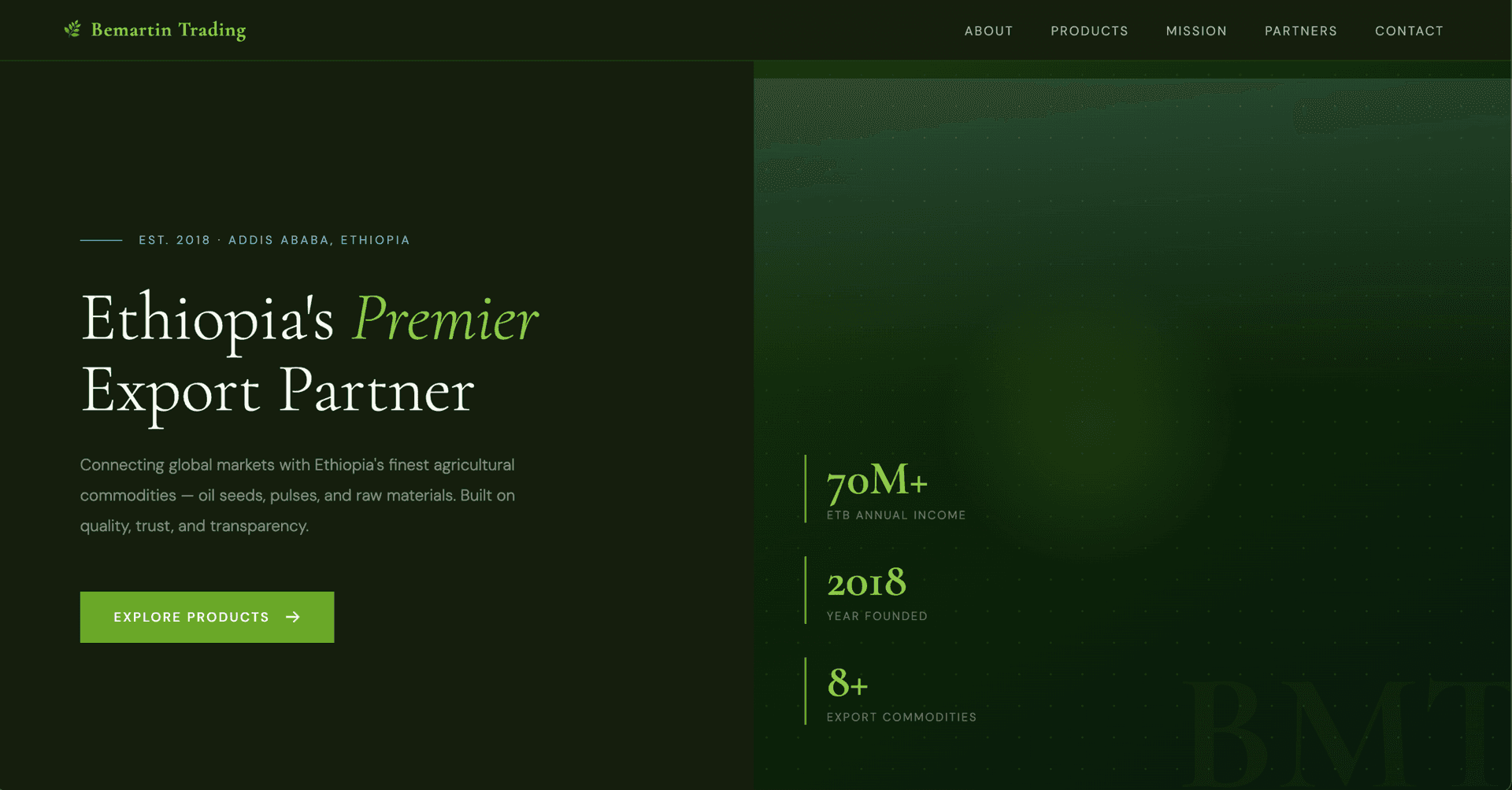 Bemartin Trading website hero