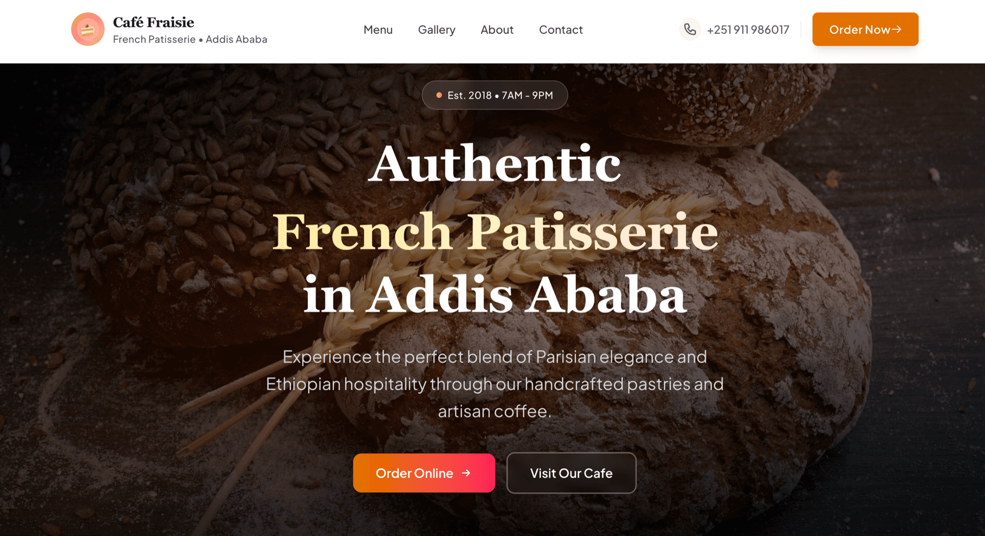 Café Fraisie website hero