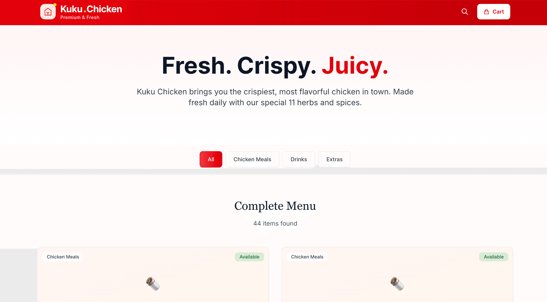 Kuku Chicken QR menu website